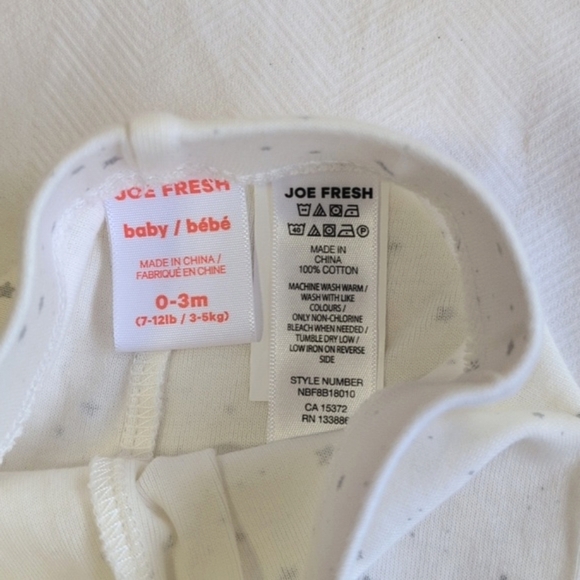 joe fresh star print neutral cotton joggers pants 0-3 months baby unisex - Picture 3 of 4